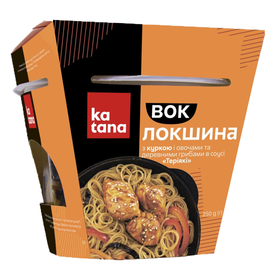 WOK Chicken noodles with vegetables and mushrooms in Teriyaki sauce, 250 g Katana